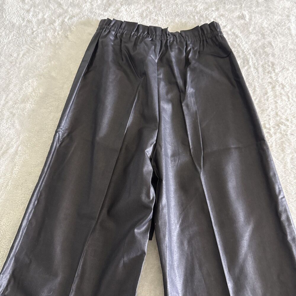 Vintage Women’s Black Formal Pants Wide-Leg Solid Tie Elastic Waist Preppy - Picture 12 of 16